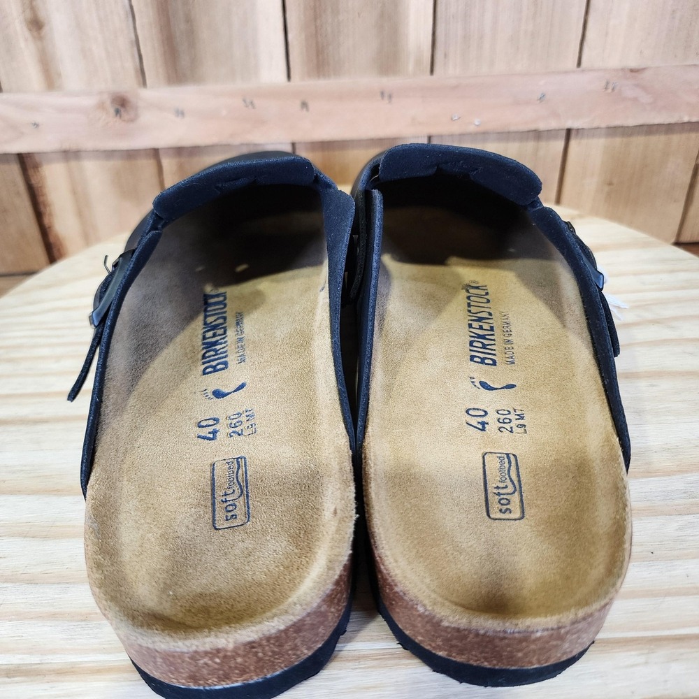 Birkenstock Boston Soft Footbed Clog Shoes Womens Size 9 40 Black Faux Leather - Picture 4 of 8